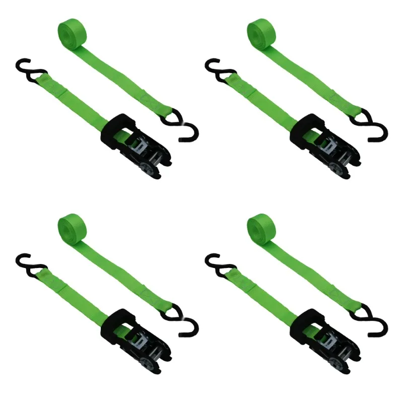 

1 inch by 10 feet 500 lbs. S-Hook Ratchet Tie Down 4 Pack