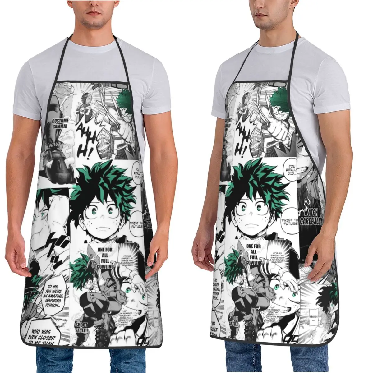مآزر My Hero Academia Deku Manga Collage للطهاة والخبز والخبز بدون أكمام مريلة لتنظيف المطبخ بينافور #2