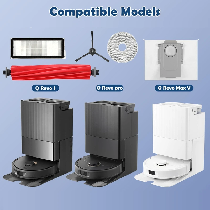ملحقات AC66 للمكنسة الكهربائية Roborock Q Revo Pro، Q Revo MaxV، Q Revo S، الفرشاة الرئيسية، مرشحات HEPA، مناديل أكياس الغبار
