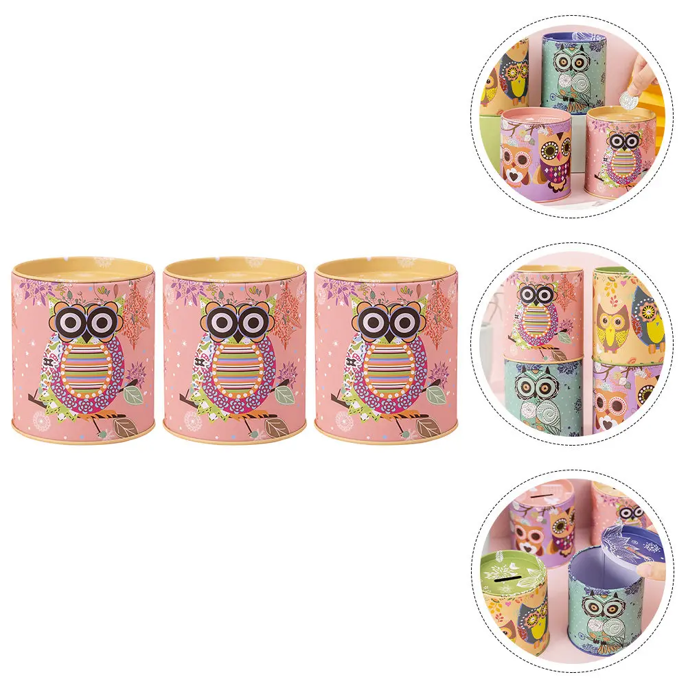 

Набор из 3-х жестяных копилок-сова, детская копилка, контейнер для монет, декор для спальни, аксессуары для дома, идеальный подарок