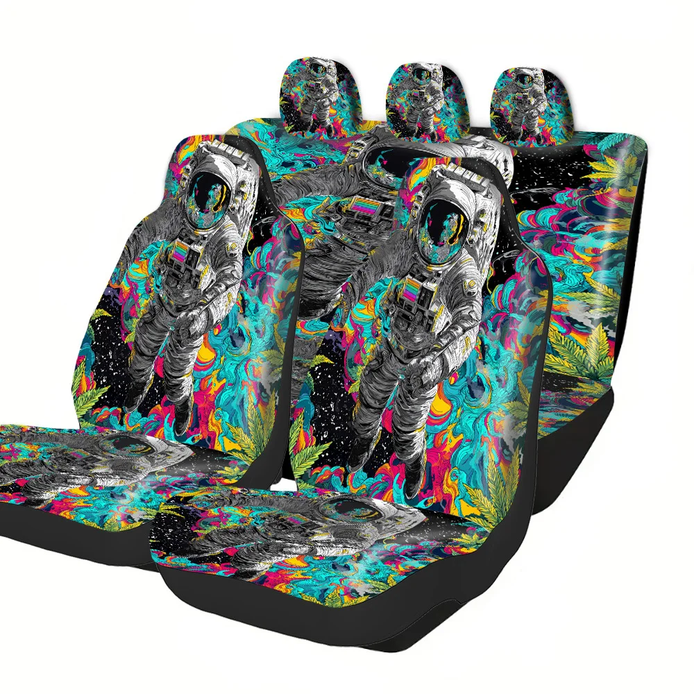 2-5 Seat Set Car Seat Covers, Premium Quality Polyester Universal Fit For Truck SUV Off-Road Car Featuring Cool Astronaut Abstra