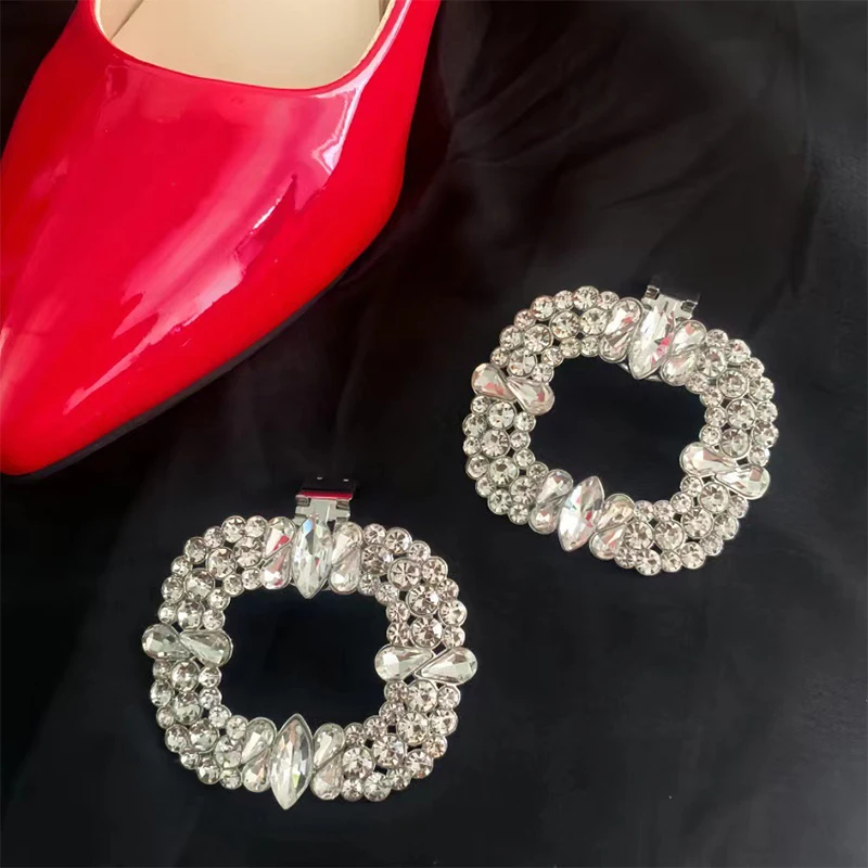 1Pc Metal Square Crystal Shoes Clip Women Removable High Heels Shoe Buckle DIY Rhinestones Shoe Flower Wedding Shoe Clamp Decor