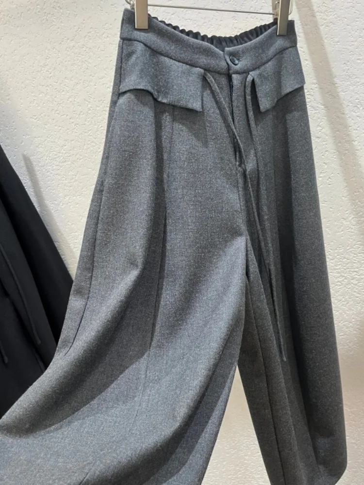 Herfst Winter Thiened Wollen Wijde Pijpen Broek Koreaanse Sle Afslankende Fce Dames Faionable Losse Mesbroek