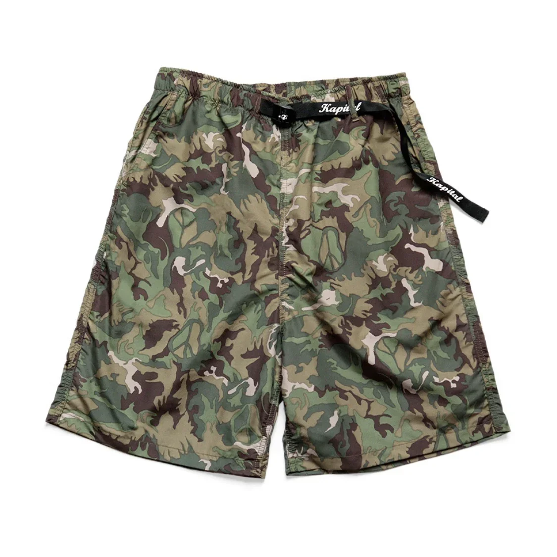 KAPITAL Japan Style Hawaii Quick Drying Camouflage Loose Men's Fashion Casual Shorts Summer Capri Army Green Beach Pants