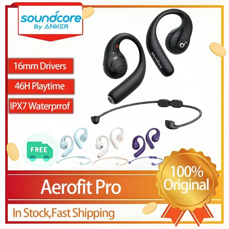 

Anker Soundcore AeroFit Pro Open-Ear Headphone 16.2mm Wireless Bluetooth Sport Earphone LADC Ultra Comfort with Mic