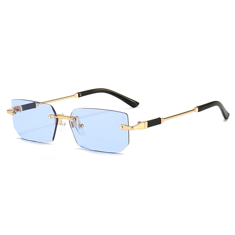 Rimless Sunglasses Rectangle Fashion Popular Women Men Shades Small Square Sun Glasses For Female Male Summer Traveling Oculos