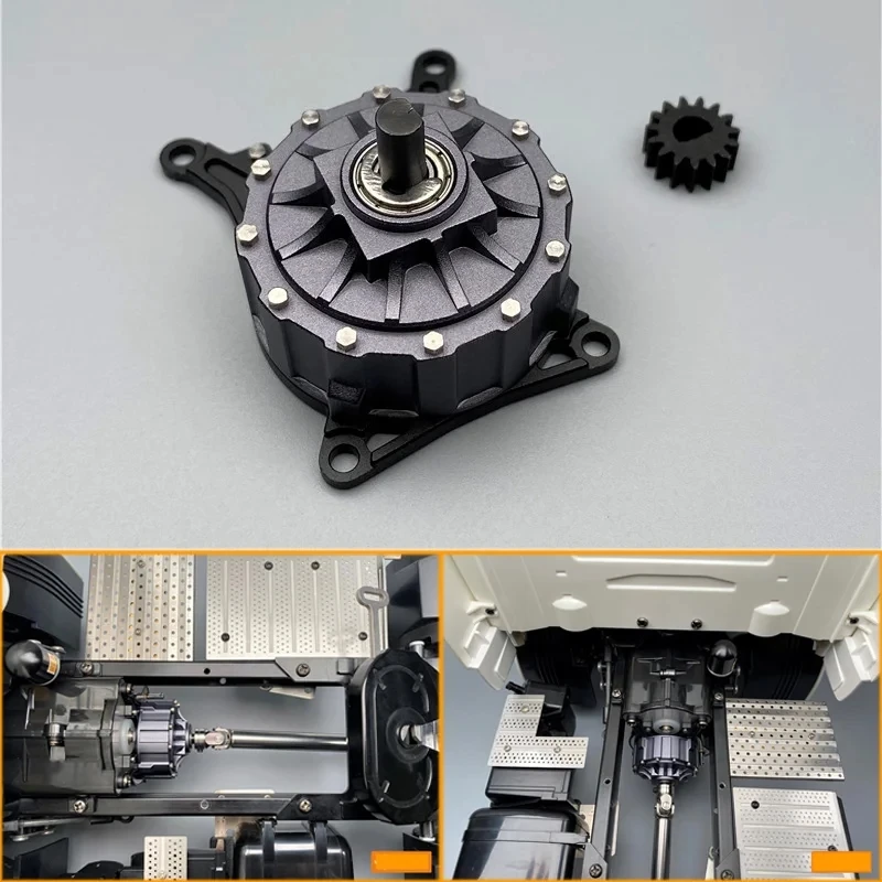 Actualización de simulación de Metal, caja de cambios Universal, cabezal de desaceleración, potenciador de torsión para camión Tamiya RC 1/14, remolque, volquete, piezas DIY