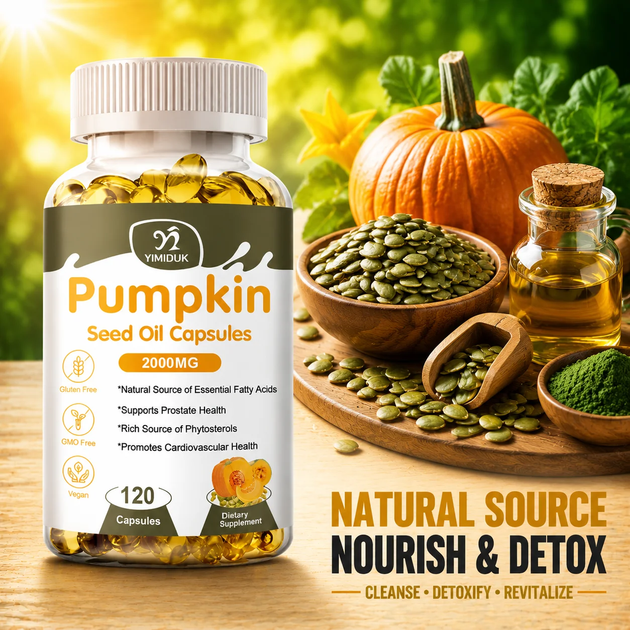 Organic Pumpkin Seed Oil Supplement, for Promotes Cardiovascular, Prostate , Immune, Gut & Metabolic, Digestion Health, Energy
