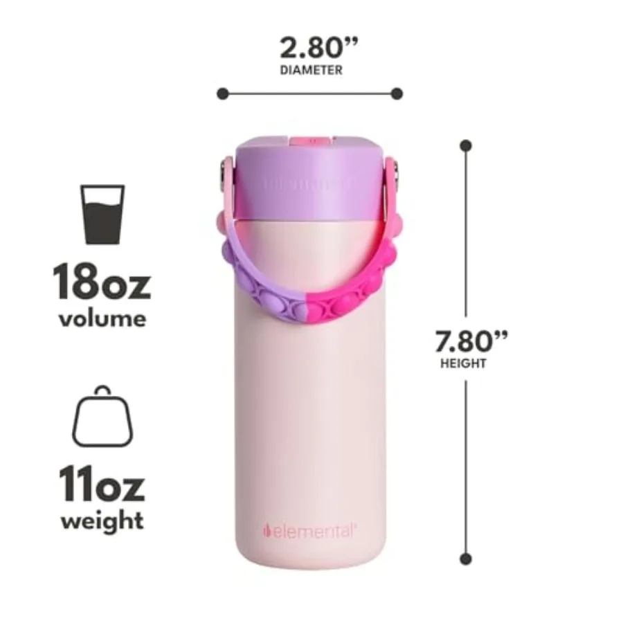 100% Leak Proof When Spout is Closed Insulated Water Bottle, Stainless Steel Bottle for School with Straw Lid and Pop-It Handle