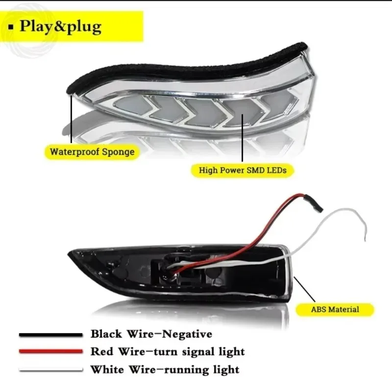 

2014-2018 1 Set for Corolla Camry XV50 Prius Amber LED Signal Lights Dynamic White Welcome Front Side Mirror Turn