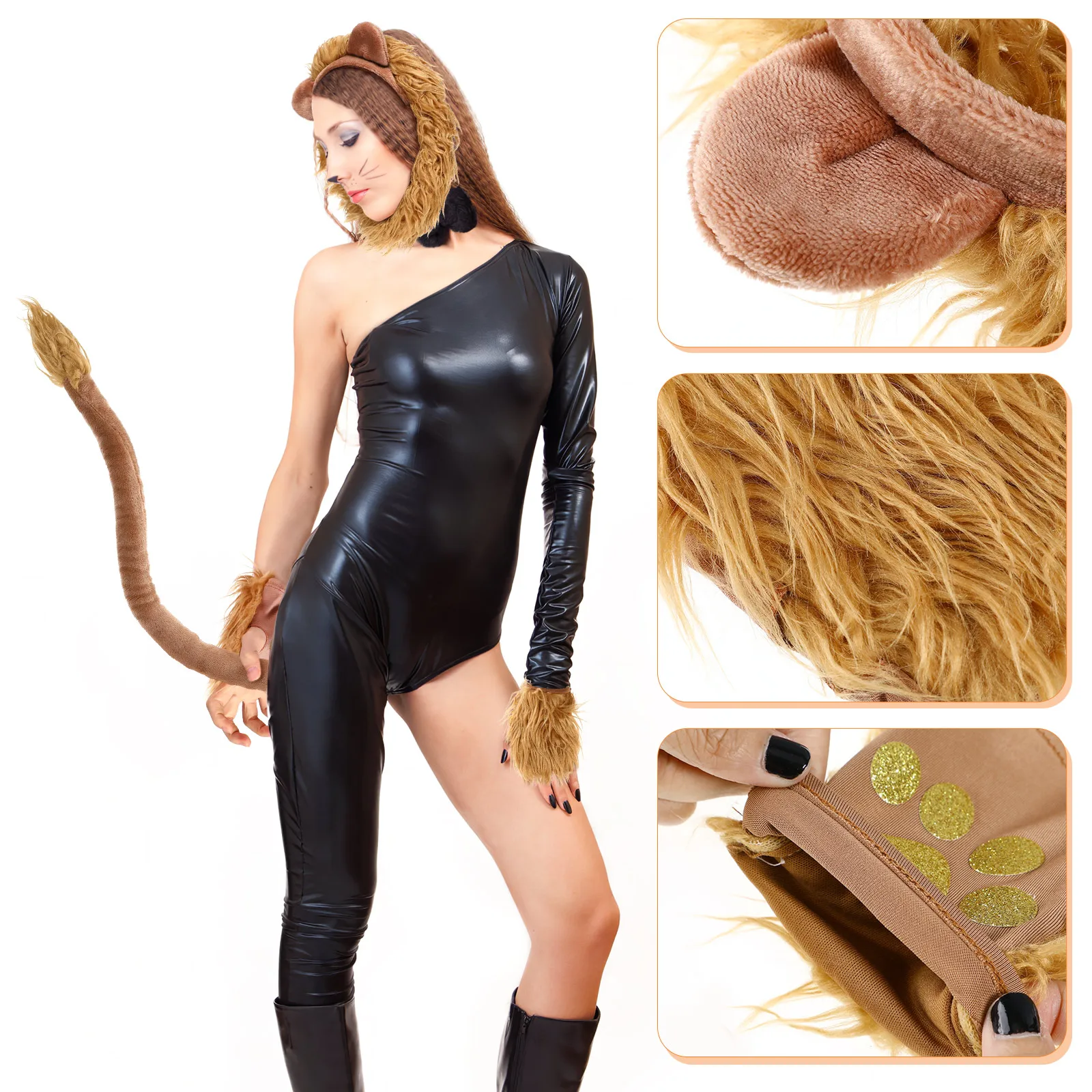 

Lion Headb Set Cosplay Costume Props Adult Tails Masquerade Role Play Accessories Tail Hair Hoop Show Fake Lion Birthday Parades