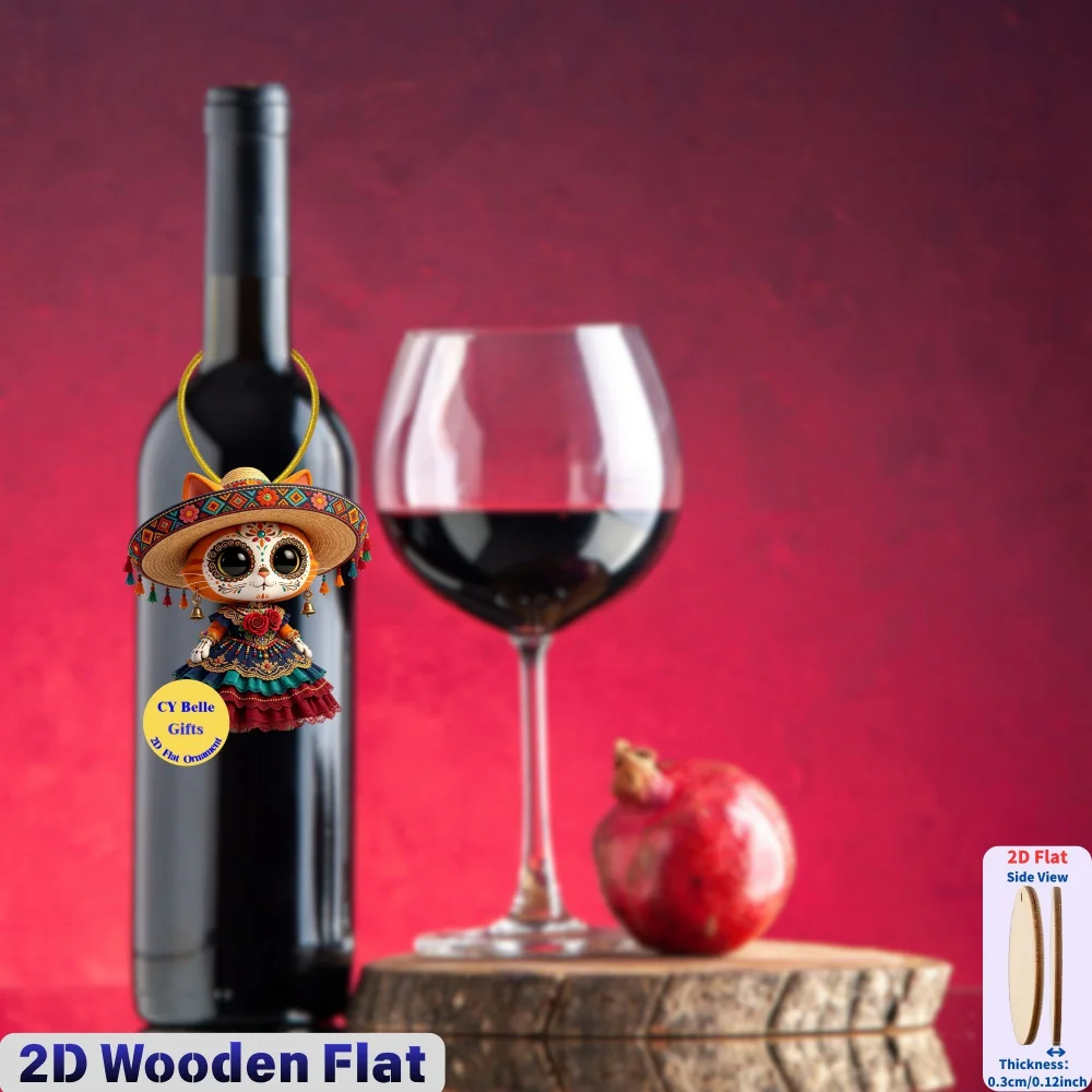 2D Flache Holz-Süßigkeiten-Totenkopf-Hängeornamente für Halloween, Tag der Toten, Weihnachten, Schulanfang, Zuhause, Büro, Klassenzimmer, Auto, Schlüsselanhänger – Detail 8