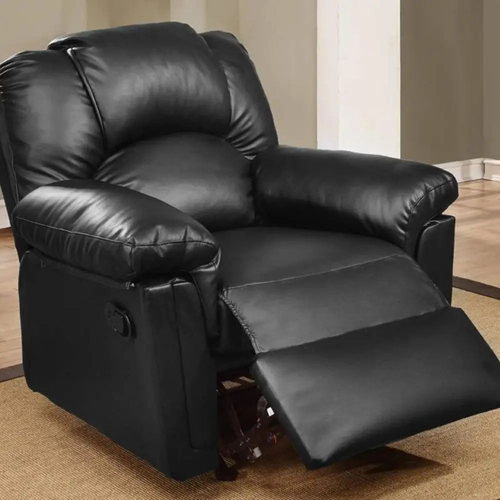 كرسي كرسي الحركة، أريكة شراعية من الجلد الأسود المستعبدين، أثاث غرفة المعيشة المعاصر، حشوة إضافية مريحة #4