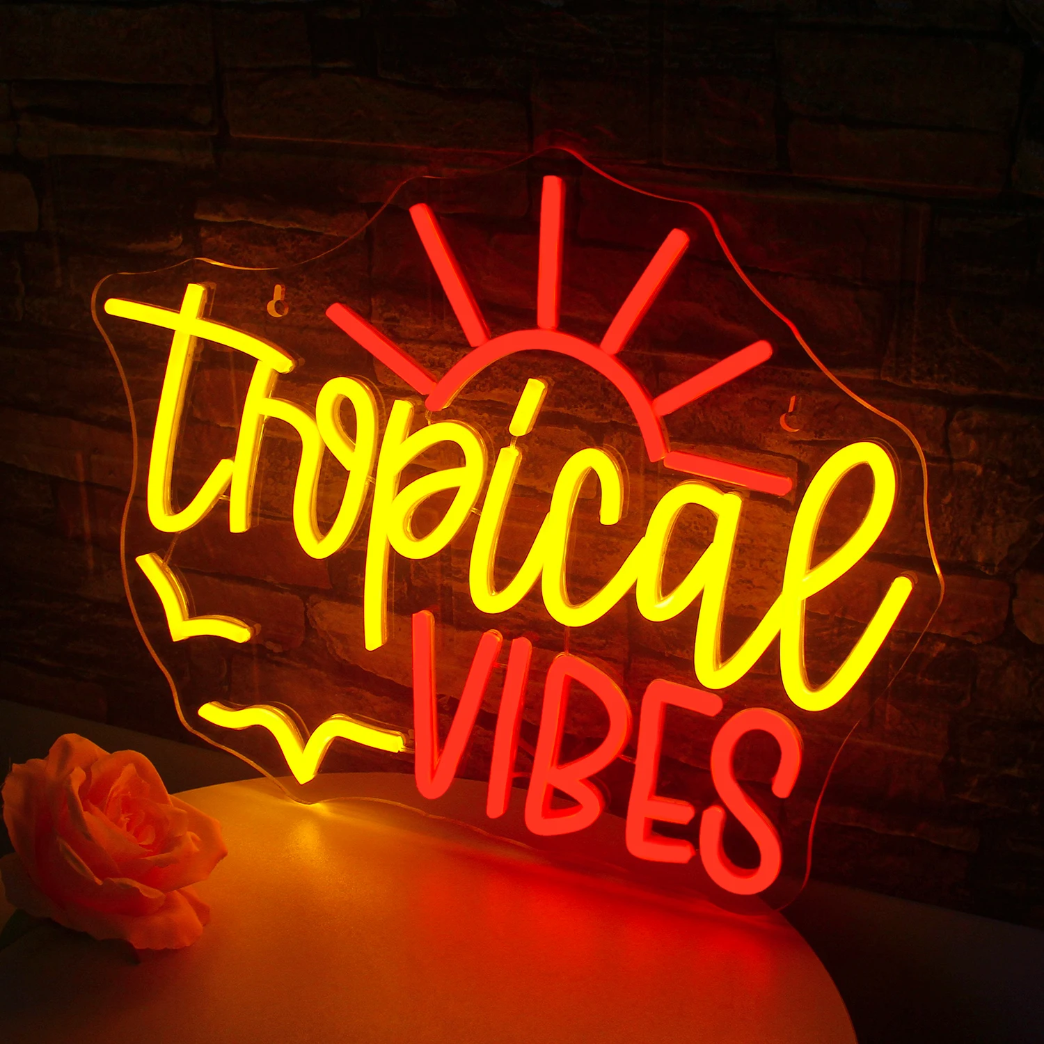 Tropical Vibes Neon Sign USB Powered Wall Decor Bar Light Signs Party Decor Bedroom Home Beer Club Hotel Man Cave Decor Neon