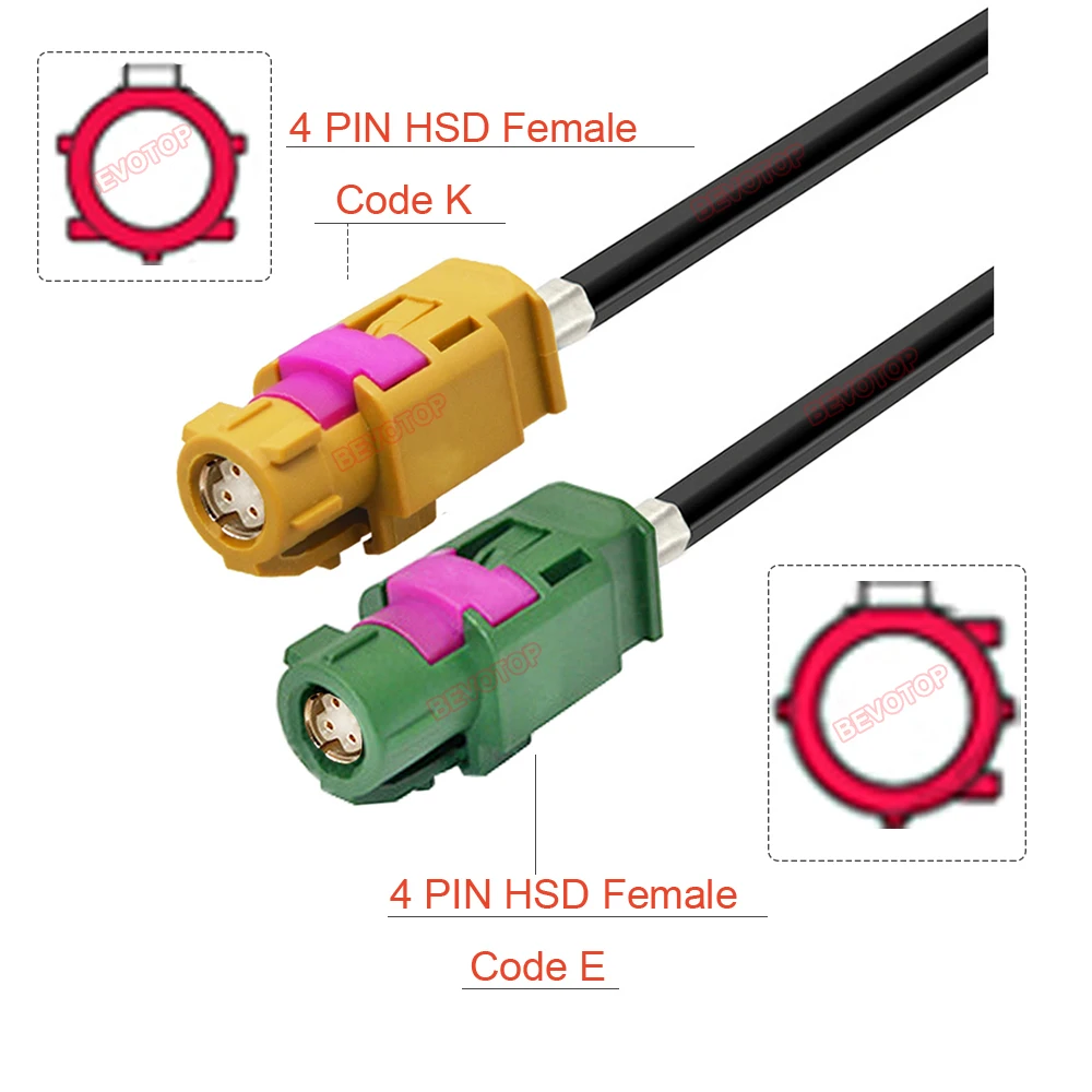 1PCS HSD LVDS Cable 4Pin HSD Female Green E to Curry K 4-Core 535 Cable Audio High-Speed Wiring Harness BEVOTOP Auto Cable
