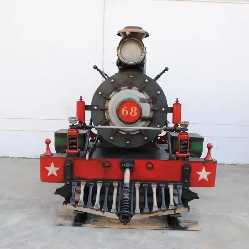 Vintage Nostalgic Steam Locomotive Custom Large Iron Model Manufacturers Feature Train Store bar Decoration