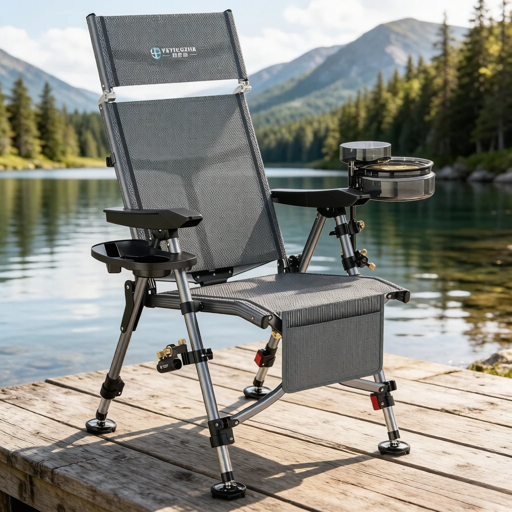 Foldable Compact Ultralight All-Terrain Reclining Fishing Chair, Multifunctional Angler , Breathable Sturdy Durable for Outdoor