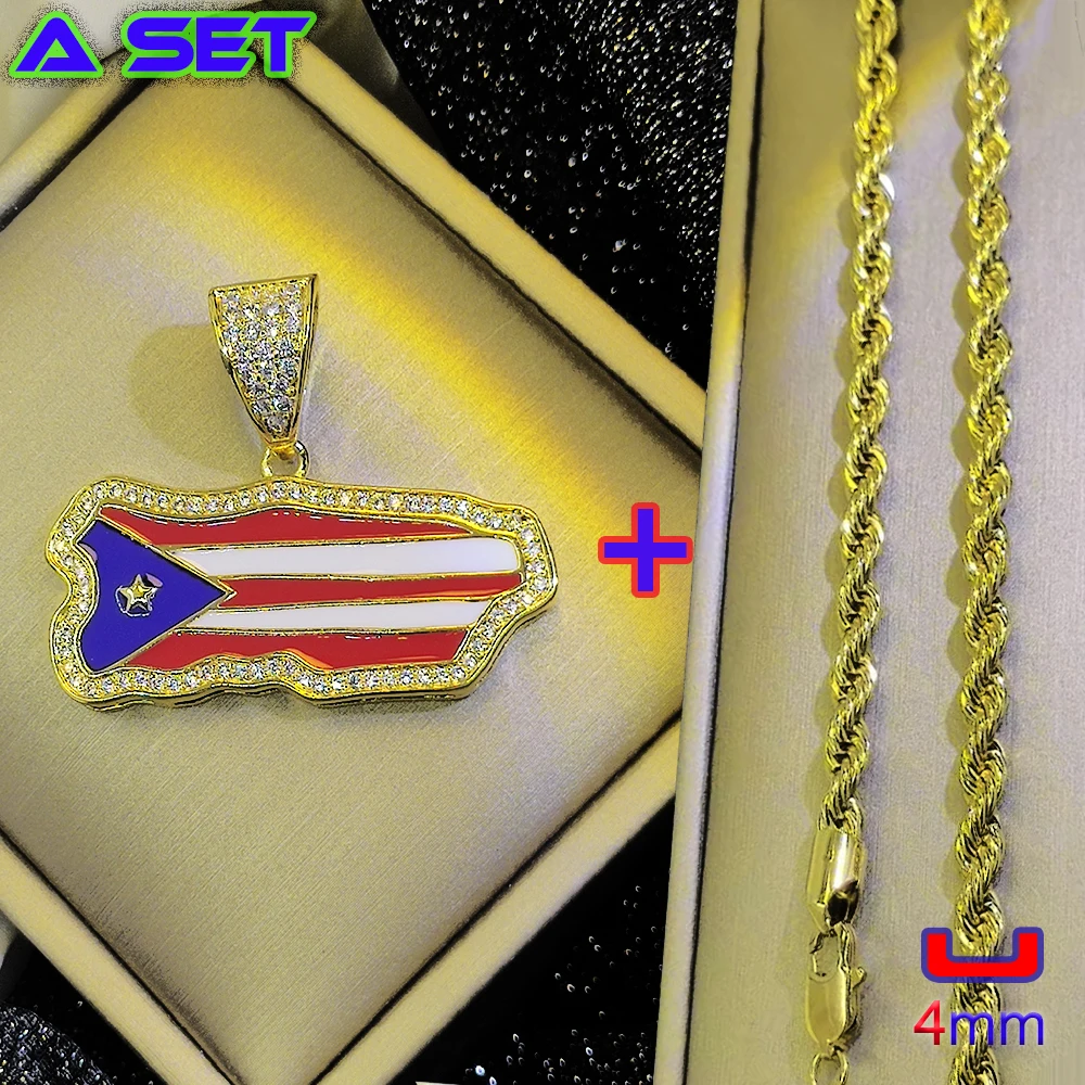 New exclusive custom hip-hop gold necklace with diamond pentagram graffiti flag pendant, 18K gold plated classical craftsmanship