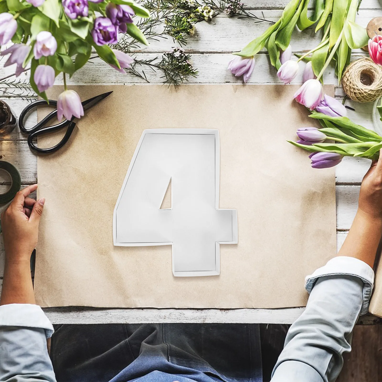 

Number 4 Shaped Fillable Cardboard Gift Box Versatile Food Tray for Candies Snacks Flowers Charcuterie Board Grazing Setup
