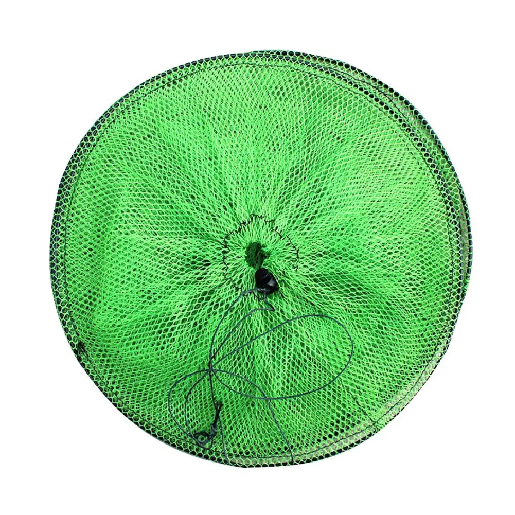 Folding Round Metal Frame Nylon Mesh Bait Trap Cast Fish Net Fishing Landing Tackle Accessory Tool Dropship