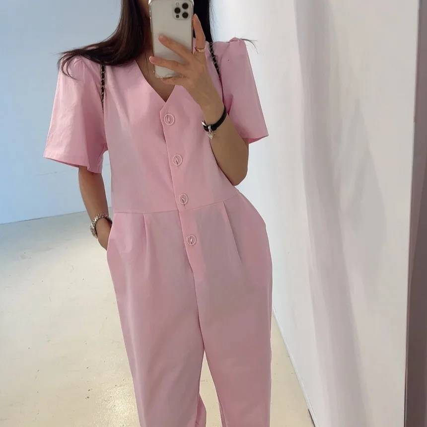 

Женский комбинезон с прямыми широкими штанинами, стандартный крой, 100% хлопок, для повседневной носки, лето 2025, в наличии