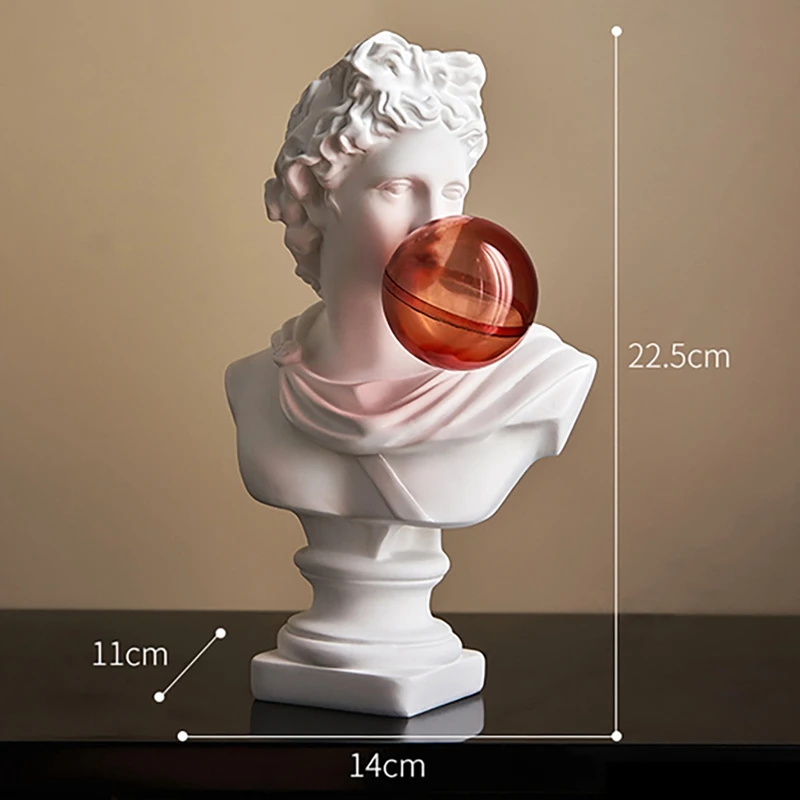 SEWS-1Pcs Classic Busts Statue Greek Mythology Figurine Bubble David Portrait Sculpture Resin Practice Craft Sculpture