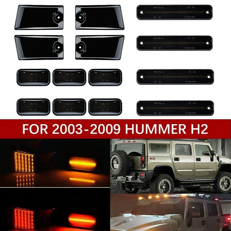 

14Pcs Car LED Roof Side Lights Set Fender Turn Signal Light Roof Side Marker Lamp Fit for Hummer H2