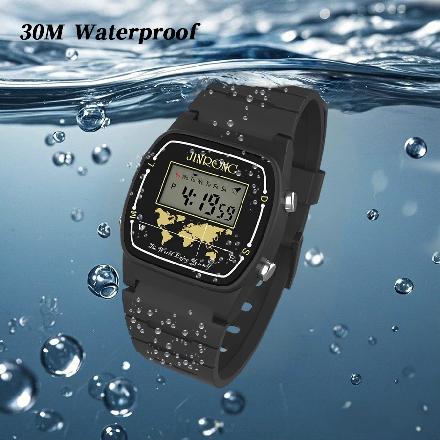 Orologio da polso digitale alla moda per uomo, retroilluminazione a LED, cronografo elettronico, allarme, orologio sportivo da esterno multifunzionale