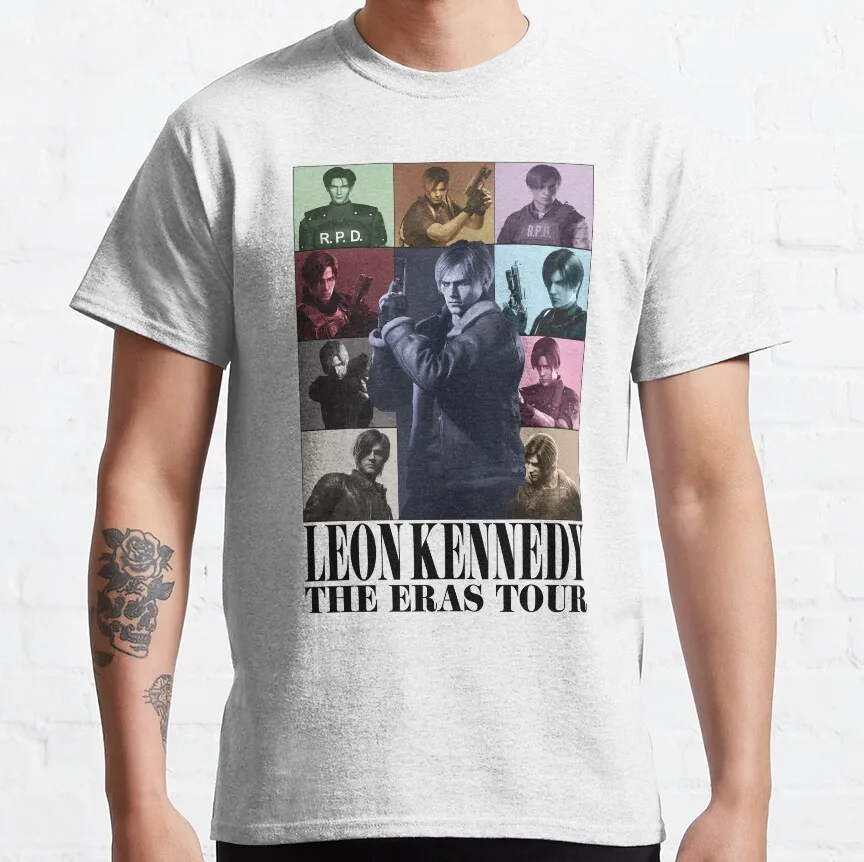 resident evil Leon Kennedy graphics 100%Cotton unisex shirt 2026 Summer New Men's fashion Y2k Short sleeve Tshirt fan gifts