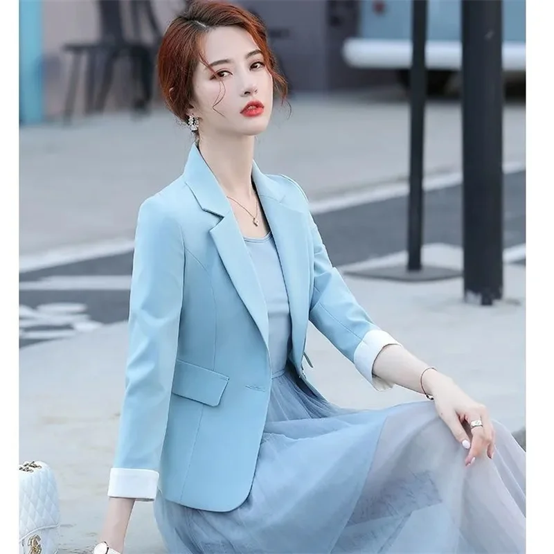우아한 사무실 레이디 블레이저 여성 의류 2025 패션 긴 소매 싱글 버튼 블레이저 코트 여성 탑 정장 재킷 겉옷