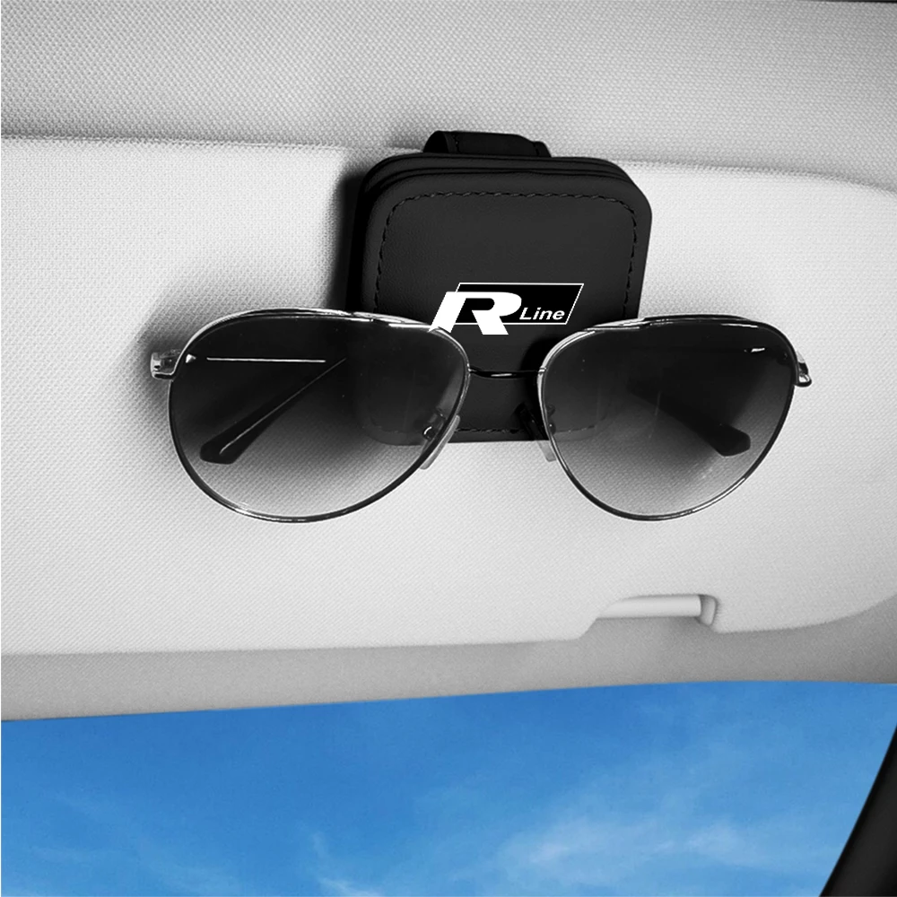 Car Glasses Holder Sun Visor Sunglasses Clip Card Holders Stand Case Auto Accessories For Volkswagen R line Tiguan Touareg Polo