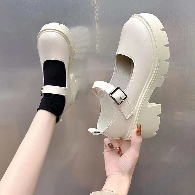 

Туфли Мэри Джейн из лакированной кожи на высоком каблуке, женские туфли-лодочки на платформе с пряжкой на щиколотке в японском стиле, женская униформа в стиле панк, туфли Лолиты