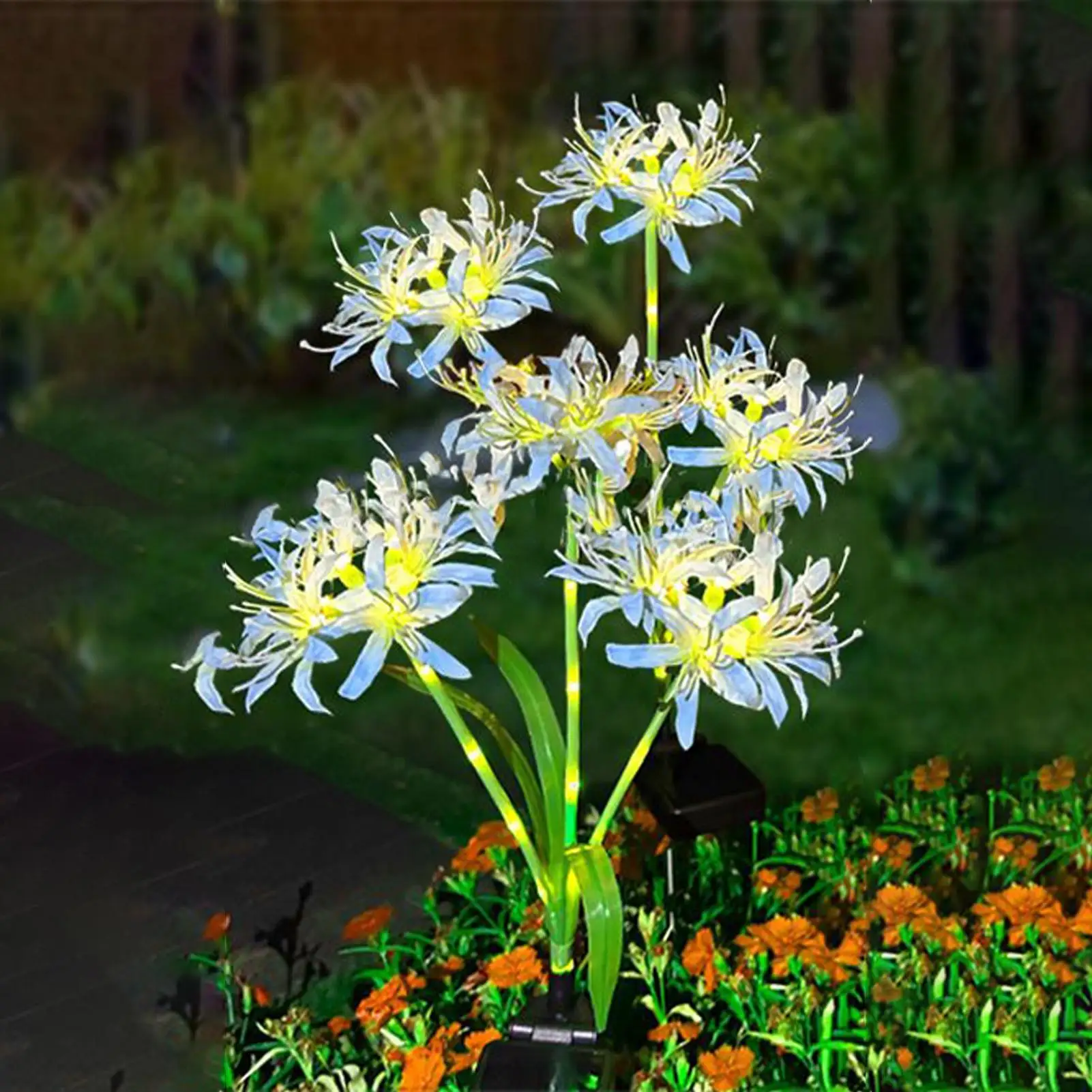 

Solar Flowers Solar Panel Flowers 2 Pieces Waterproof LED Floral Colorful Yard Stakes Decor For Pathway Landscaping Poolside