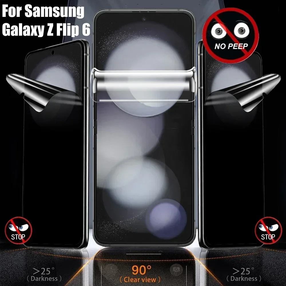 Anti Spy Privacy Tempered Glass Screen Protectors for Samsung Galaxy Z Flip 6 Anti Peeping Inner Hydrogel Film for Samsung Flip6