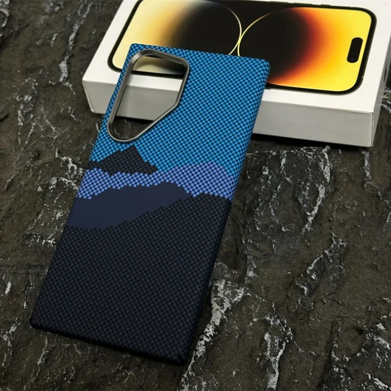 

Luxury Carbon Fiber Wireless Charging Magsafe Case for Samsung Galaxy S25 S23 S24 Ultra Plus Alloy Lens Protection Hard Cover