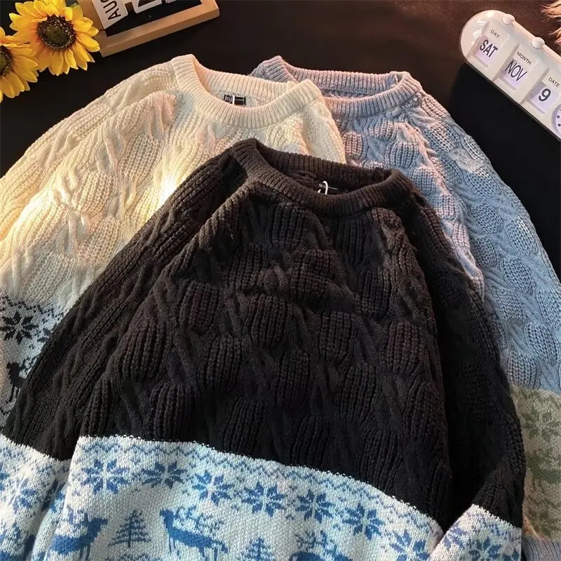 

Свободный мужской трикотажный свитер, большой размер 250, круглый цвет, блузка, осень-зима, модное повседневное волокно из полиэстера