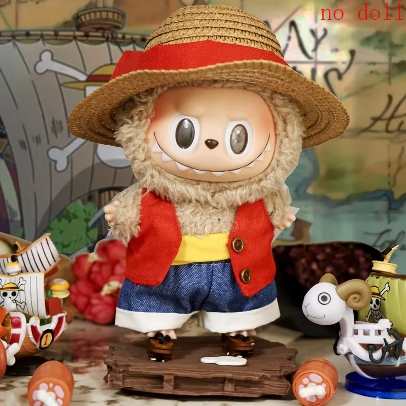 

Only Clothes for Labubu Doll Luffy's Red Vest and Straw Hat Outfit Labubu Dolls Outfit Handmade Fashion Clothes Without Doll