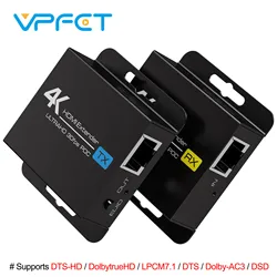 HDMI Extender Over Ethernet Cat5e/6 Up to 130Ft Adapter Converter Power Over Cat Support 4K30Hz 1080p with POC HDCP EDID VPFET