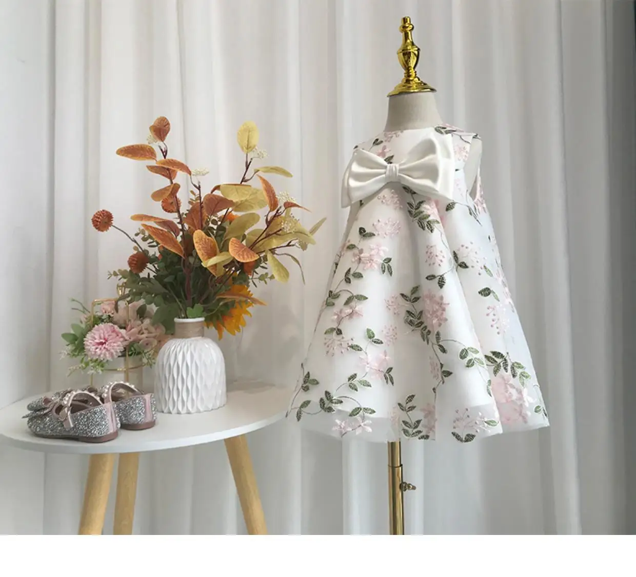 Vestido de flores para niña, vestido de bebé de estilo chino, vestido de cumpleaños para niños, vestido de princesa para niña elegante, falda esponjosa, vestidos para niña