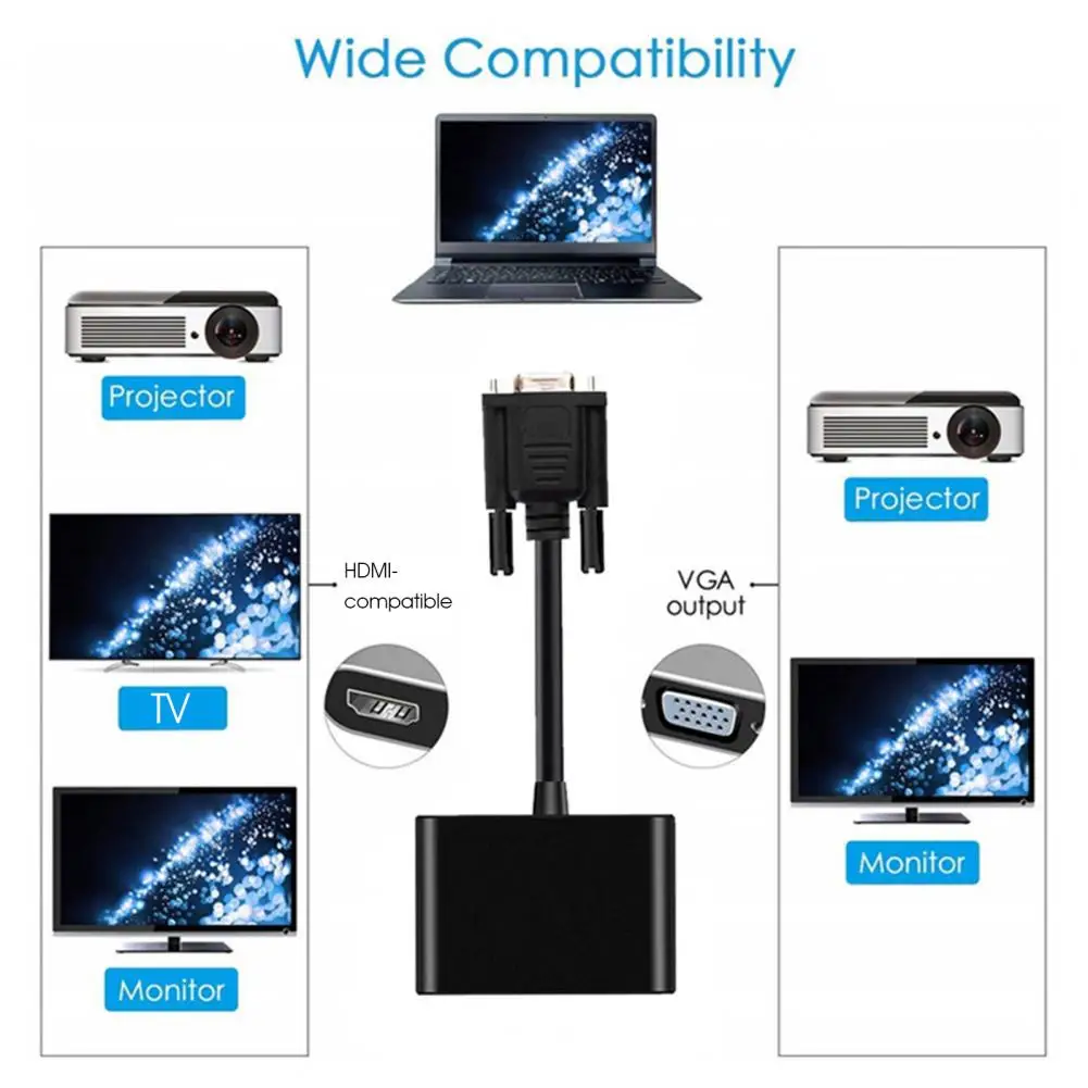 

VGA Converter Professional Clear Images Flexible VGA to HDMI-compatible VGA Adapter Converter for Projector