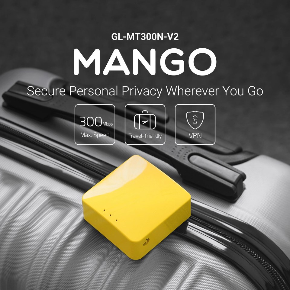  GL.iNet GL MT300N/V2 Mango Wireless Mini Portable VPN Travel Router Mobile Hotspot in Pocket WiFi Repeater Bridge 