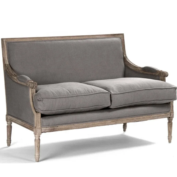 

American farmhouse modern simple living room furniture solid wood gray linen chair half