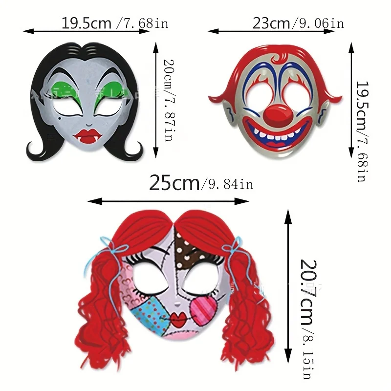 8Pcs Halloween Custom Paper Masks | Must-Have for Horror Theme Parties | Masquerade Cosplay Eye Masks,party,cosplay