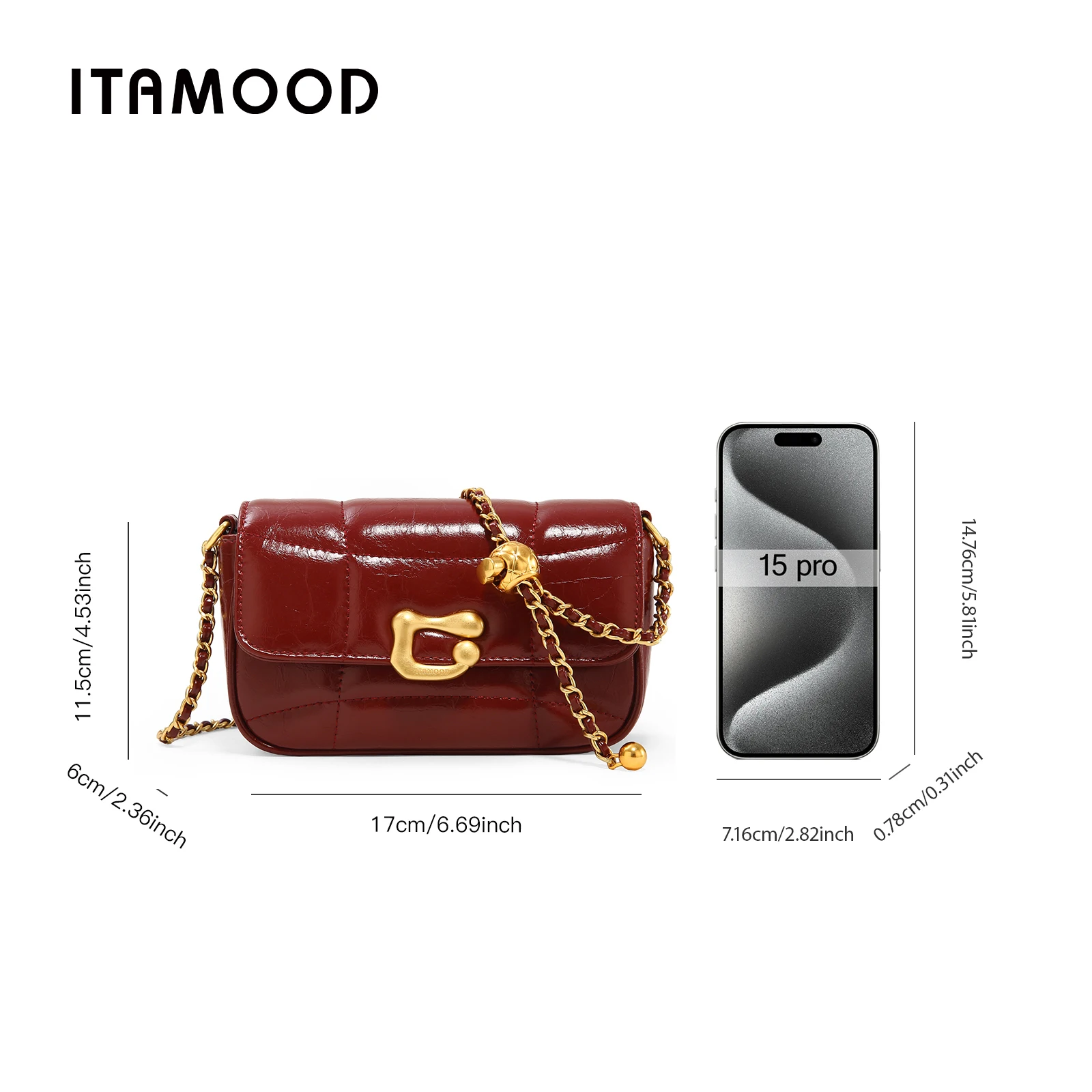 ITAMOOD Luxury Oil Waxed Leather Crossbody Bag Quilted Flap Ladies Shoulder Bag Original Hardware Decoration Small Square Bag