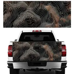 White Topographic Lines Car Tail Trunk Protect Vinly Decal Auto Accessories DIY Hood Decoration Sticker for Off-road Pickup