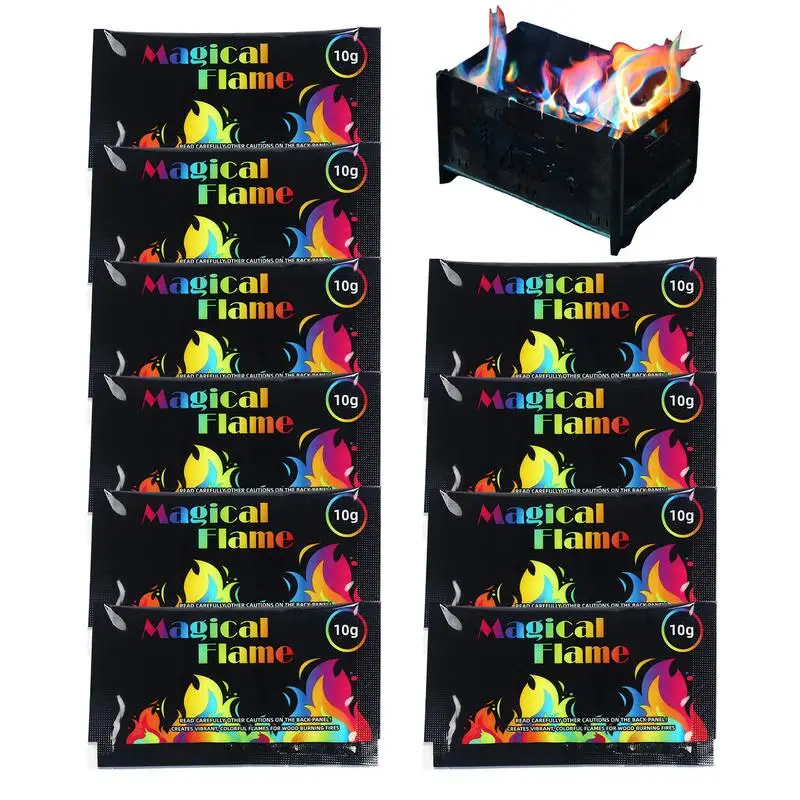 Fire Color Changing Packets Fire Pit 10X Magic Flames Color-Changing Fire Fire Colors for Outdoor Fire Pit Campfires Bonfire