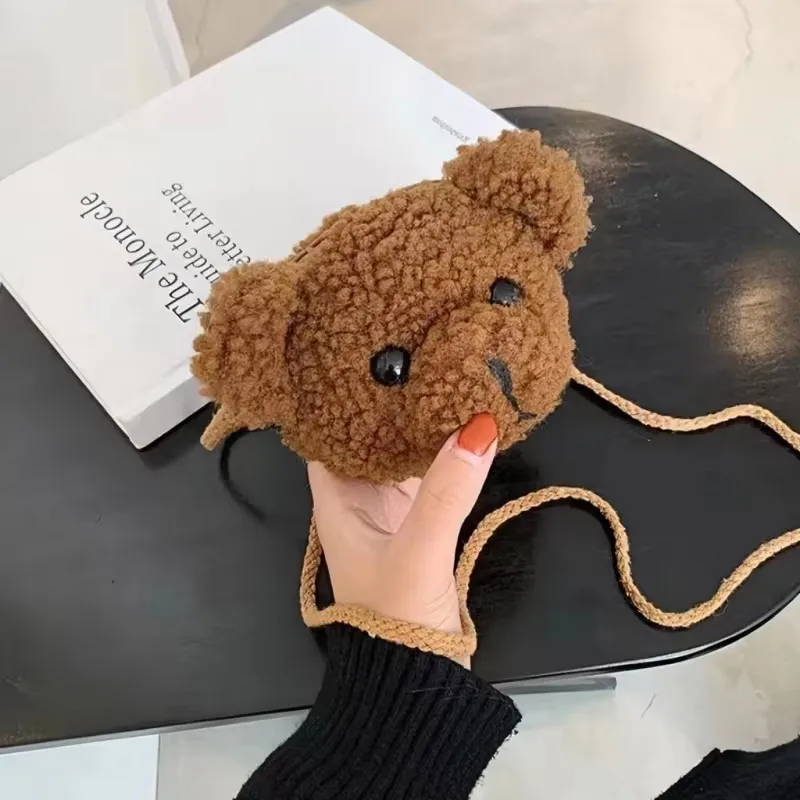 1 Stück Kinder-Cartoon-Bär-Rucksack Plüsch-Geldbörse Kleines Mädchen Plüschtier-Schultertasche