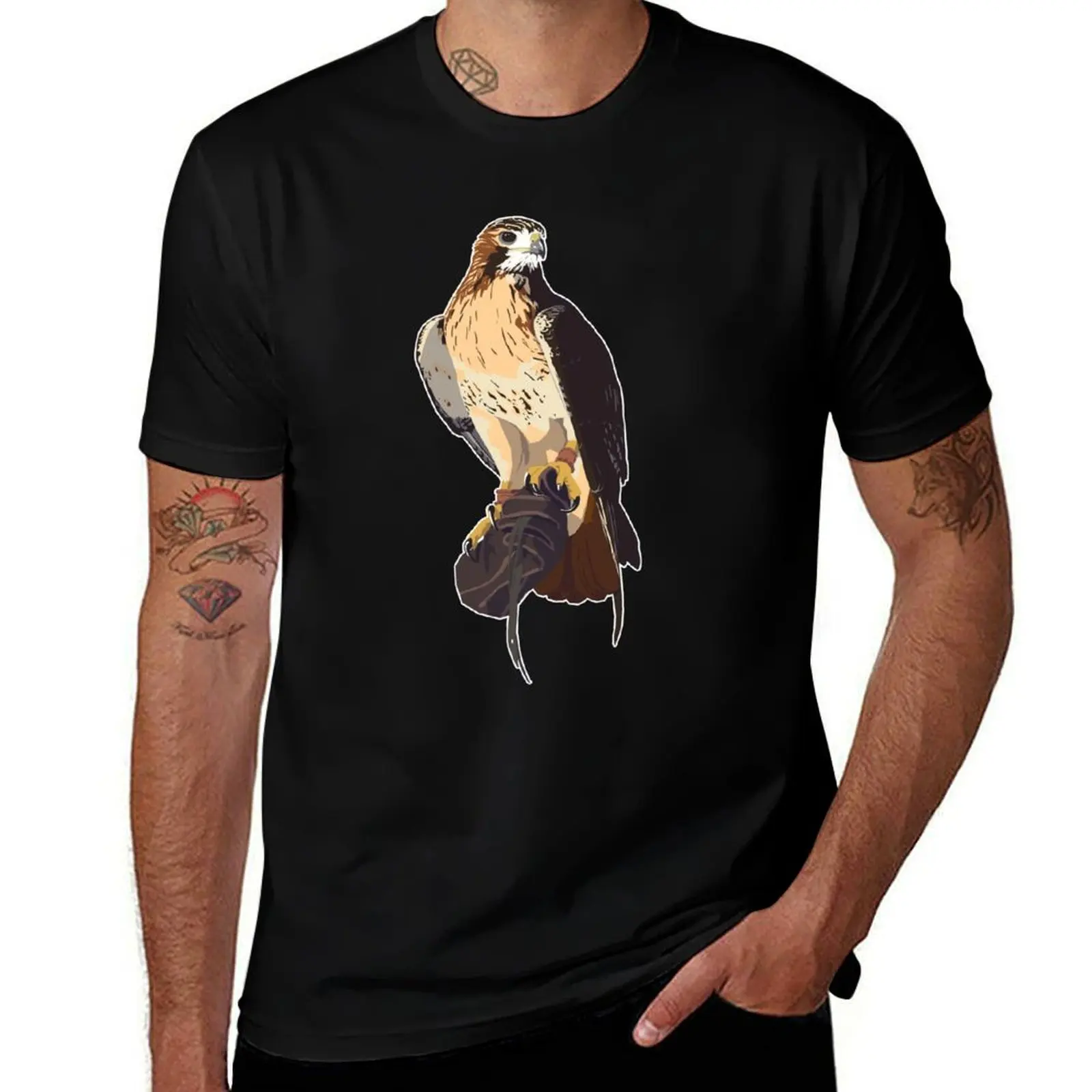 

Red-Tailed Hawk on Glove T-Shirt t shirts for man cotton mens graphic t shirts T-Shirt