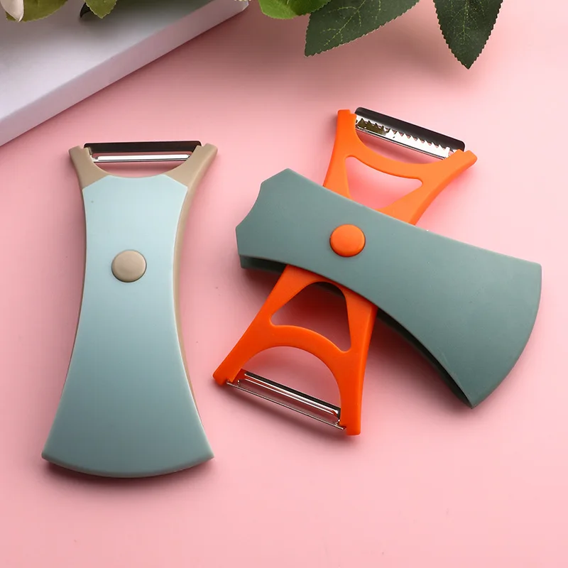2-in-1 Multi-functional Melon and Fruit Peeler, Household Kitchen Lace Peeling Dual-Purpose Planer, Rotary Storage