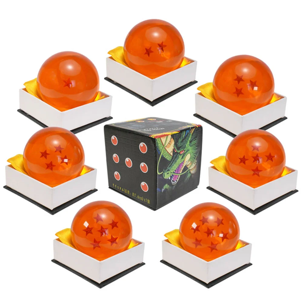 Figurines d'anime Dragon Ball Z, globe en cristal en résine orange, grande taille 1:1, ornements de bureau, jouets de collection, cadeau, 7.6cm